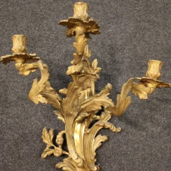 Best Pamono Louis XV French Wall Lights in Gilded Bronze, 1950s, Set of 2