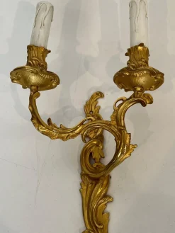 Best Pamono Louis XV Style Gilt Bronze Wall Lights, Set of 2