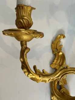 Best Pamono Louis XV Style Gilt Bronze Wall Lights, Set of 2