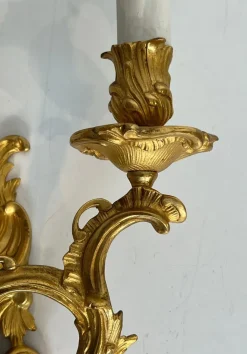 Best Pamono Louis XV Style Gilt Bronze Wall Lights, Set of 2