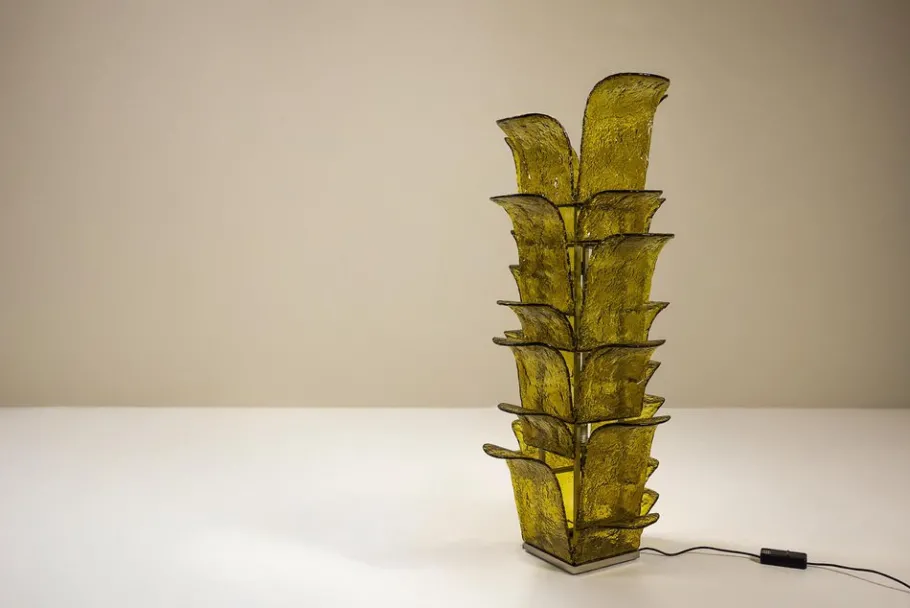 Pamono LT 320 Cactus Floor Lamp in Yellow Murano Glass by Carlo Nason for Mazzega, Italy, 1960s