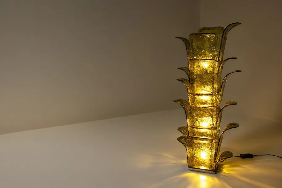 Pamono LT 320 Cactus Floor Lamp in Yellow Murano Glass by Carlo Nason for Mazzega, Italy, 1960s