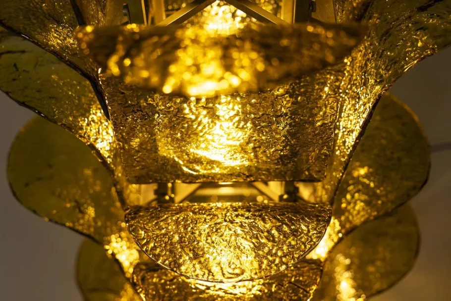 Pamono LT 320 Cactus Floor Lamp in Yellow Murano Glass by Carlo Nason for Mazzega, Italy, 1960s