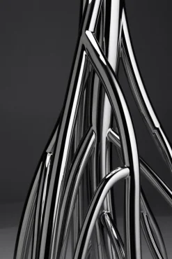 Clearance Pamono Mangrovia Floor Lamp in Colored Stainless Steel and Linen by Barberini & Gunnell