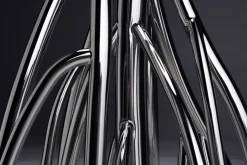 Pamono Mangrovia Floor Lamp in Polished Stainless Steel and Linen by Barberini & Gunnell