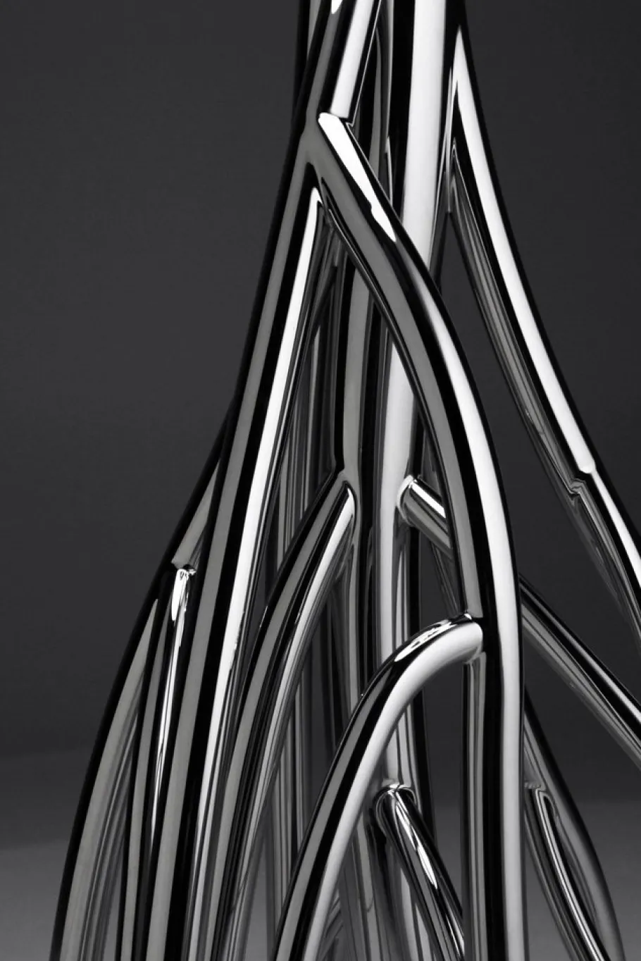 Pamono Mangrovia Floor Lamp in Polished Stainless Steel and Linen by Barberini & Gunnell