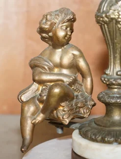 Best Pamono Marble & Brass Floor Standing Lamp with Cherub Puttis Angel, 1920s