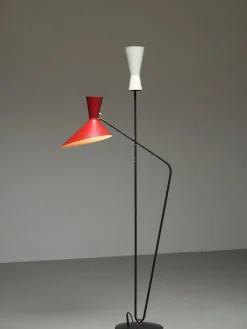 Sale Pamono Metal and Brass Floor Lamp attributed to Carl Moor for BAG Turgi, Switzerland, 1950s