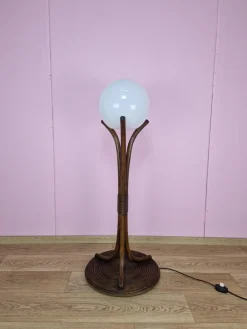 Online Pamono Mid-Century Bamboo & Rattan Floor Lamp, 1970s