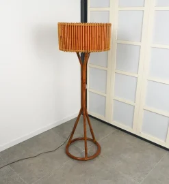 Hot Pamono Mid-Century Bamboo and Rattan Floor Lamp, Italy, 1960s