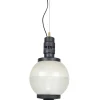 Best Pamono Mid-Century Black Aluminum Azucena Pendant Lamp with Brass & Molded Glass Shade, 1950s