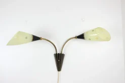 Best Pamono Mid-Century Brass & Glass Wall Lamp, 1960s