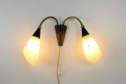 Best Pamono Mid-Century Brass & Glass Wall Lamp, 1960s