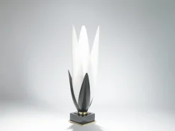 Online Pamono Mid-Century Brass & Lacquer Floor Lamps by Roger Rougier for Maison Rougier, 1970s, Set of 2