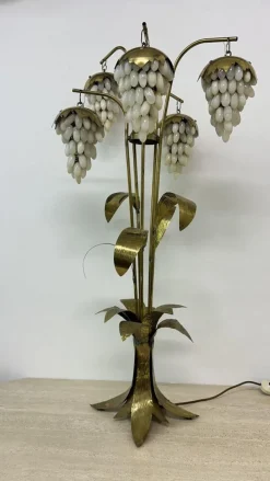 Pamono Mid-Century Brass Floor Lamp with Alabaster Grapes, 1950s