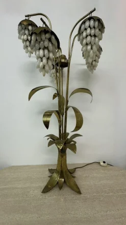 Pamono Mid-Century Brass Floor Lamp with Alabaster Grapes, 1950s