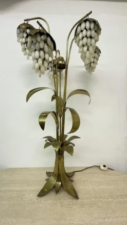 Pamono Mid-Century Brass Floor Lamp with Alabaster Grapes, 1950s