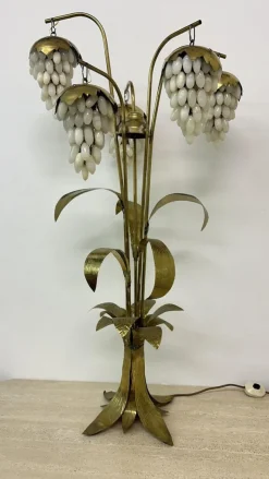 Pamono Mid-Century Brass Floor Lamp with Alabaster Grapes, 1950s