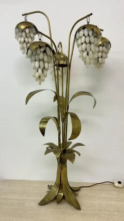 Pamono Mid-Century Brass Floor Lamp with Alabaster Grapes, 1950s