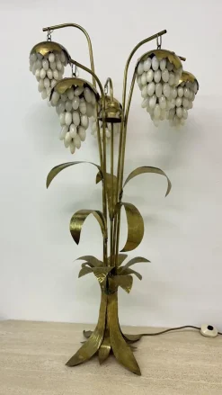 Pamono Mid-Century Brass Floor Lamp with Alabaster Grapes, 1950s