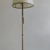 Online Pamono Mid-Century Brass Floor Lamp with Leather Shade, 1950s