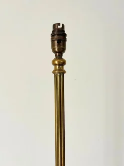 Discount Pamono Mid-Century Brass Reeded Floor Lamp with Arched Tripod Feet, France, 1950s