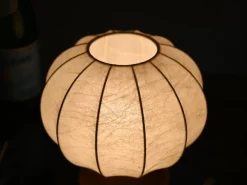 Best Pamono Mid-Century Cocoon Table Lamp with Oak Wood Base attributed to Achille Castiglioni for Flos, Italy, 1960s