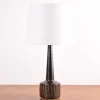Best Pamono Mid-Century Danish Brown Glazed and Striped Ceramic Table Lamp from Palshus, 1960s