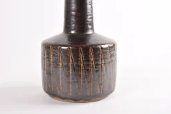 Best Pamono Mid-Century Danish Brown Glazed and Striped Ceramic Table Lamp from Palshus, 1960s