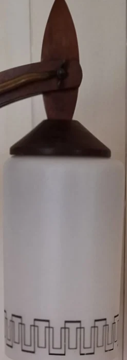 Best Pamono Mid-Century Danish Extendable Teak Wall Lamp with Swivel Arm and White Patterned Glass Shade, 1960s