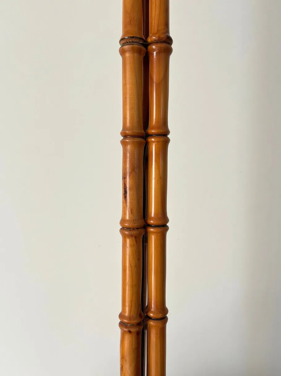 Best Pamono Mid-Century Faux Bamboo Turned Wooden Column Floor Lamp, Britain, 1980s