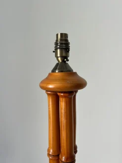 Best Pamono Mid-Century Faux Bamboo Turned Wooden Column Floor Lamp, Britain, 1980s