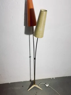 Best Pamono Mid-Century Floor Lamp in Brass with Fiberglass Shades attributed to Cosack, 1950s
