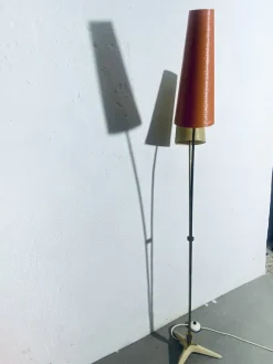 Best Pamono Mid-Century Floor Lamp in Brass with Fiberglass Shades attributed to Cosack, 1950s