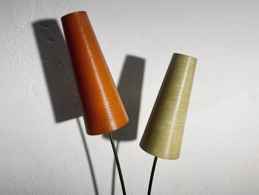 Best Pamono Mid-Century Floor Lamp in Brass with Fiberglass Shades attributed to Cosack, 1950s