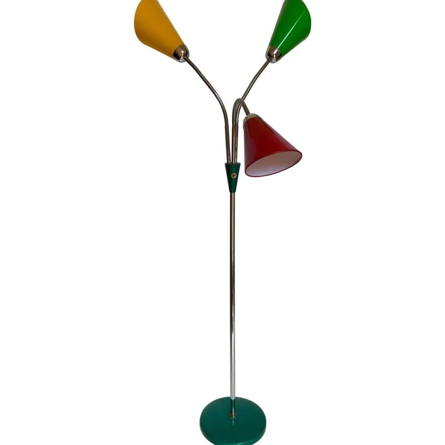Best Pamono Mid-Century Floor Lamp with 3 Shades in Yellow, Green & Red from Lidokov, 1956