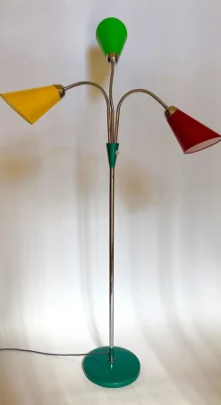 Best Pamono Mid-Century Floor Lamp with 3 Shades in Yellow, Green & Red from Lidokov, 1956