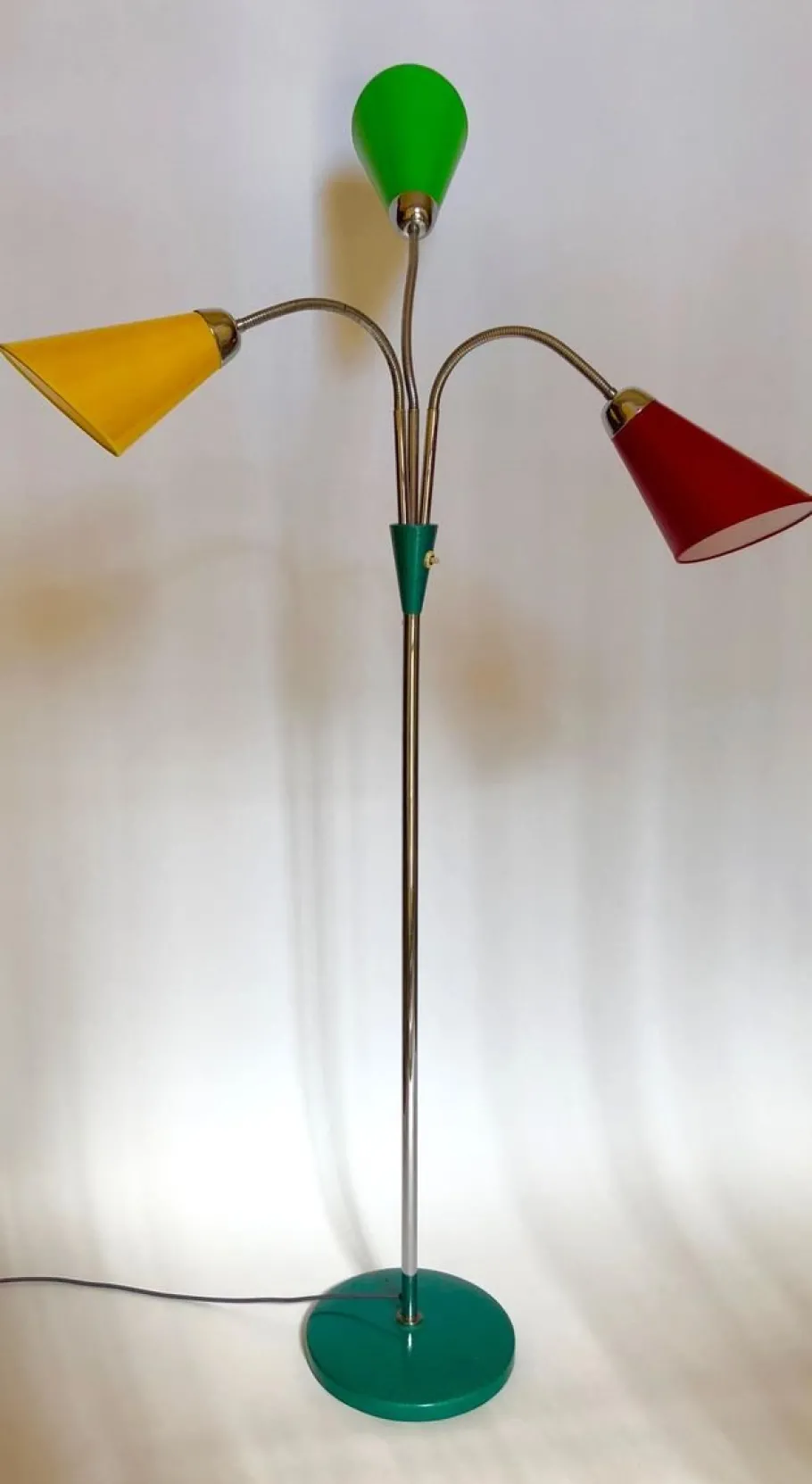 Best Pamono Mid-Century Floor Lamp with 3 Shades in Yellow, Green & Red from Lidokov, 1956