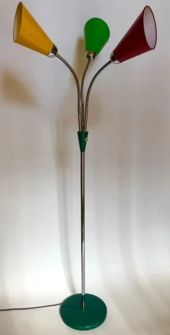 Best Pamono Mid-Century Floor Lamp with 3 Shades in Yellow, Green & Red from Lidokov, 1956