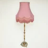 Online Pamono Mid-Century Floor Lamp with Pink Velvet Shade and Fringes Brass Base with Marble Decoration, 1960s