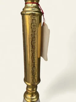 Online Pamono Mid-Century Floor Lamp with Pink Velvet Shade and Fringes Brass Base with Marble Decoration, 1960s