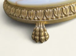 Online Pamono Mid-Century Floor Lamp with Pink Velvet Shade and Fringes Brass Base with Marble Decoration, 1960s