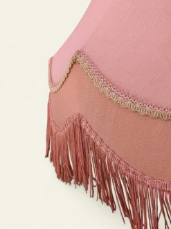 Online Pamono Mid-Century Floor Lamp with Pink Velvet Shade and Fringes Brass Base with Marble Decoration, 1960s