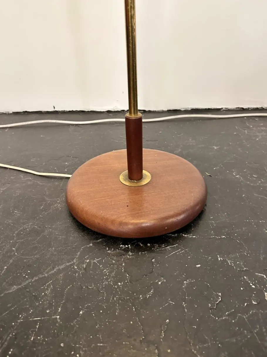Best Pamono Mid-Century French Floor Lamp in Teak and Brass with Lava Shade , 1950s