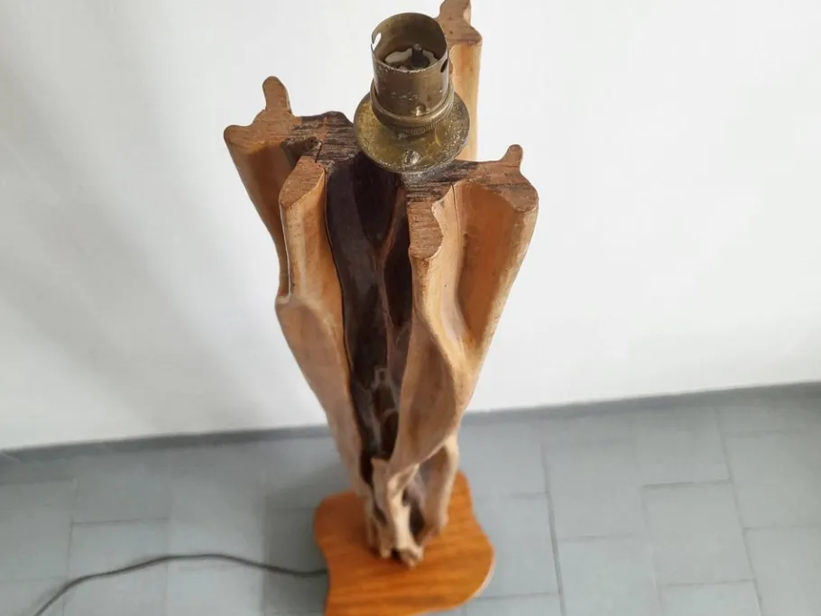 Best Pamono Mid-Century French Floor Lamp in Driftwood & Mahogany, 1950s