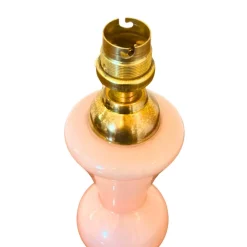 Best Pamono Mid-Century French Pink Opaline Glass Table Lamp with Pied de Douche Base, 1950s