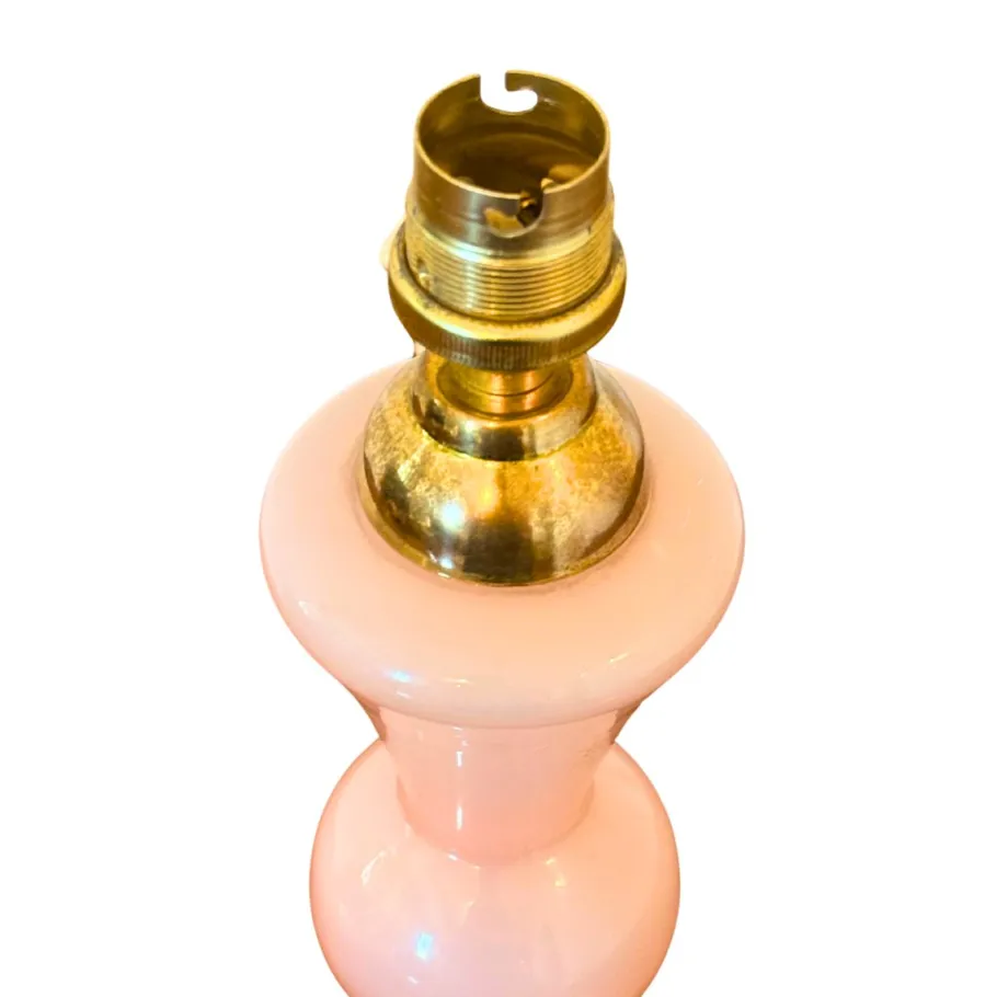 Best Pamono Mid-Century French Pink Opaline Glass Table Lamp with Pied de Douche Base, 1950s