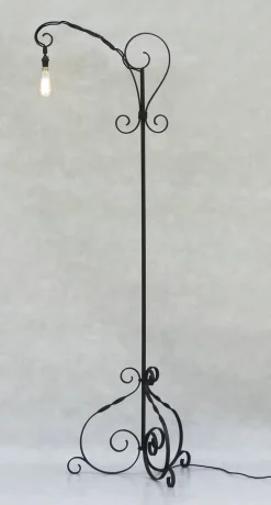 Pamono Mid-Century French Wrought Iron Floor Lamp, 1950s