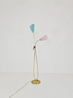 Online Pamono Mid-Century German Arc Floor Lamp with Flex Arms in Brass, 1960s