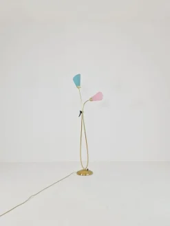 Online Pamono Mid-Century German Arc Floor Lamp with Flex Arms in Brass, 1960s